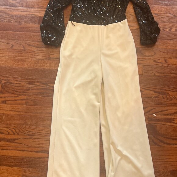 Ralph Lauren Sequin Crepe Wide Leg Jumpsuit, Size 6 - Picture 4 of 14